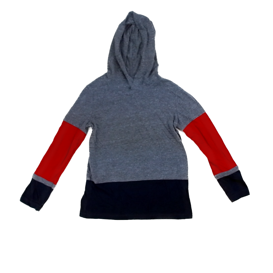 Rockets Of Awesome Boys Gray Heather | red and navy striped edges Long Sleeve Shirt Size: 7 Years Gray Heather | red and navy striped edges