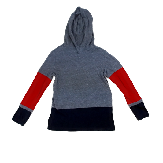 Rockets Of Awesome Boys Gray Heather | red and navy striped edges Long Sleeve Shirt Size: 7 Years Gray Heather | red and navy striped edges