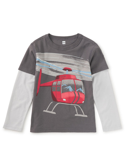Tea Collection Boys Gray Heliskiing Long Sleeve T-Shirt Size: 5T Gray Heliskiing