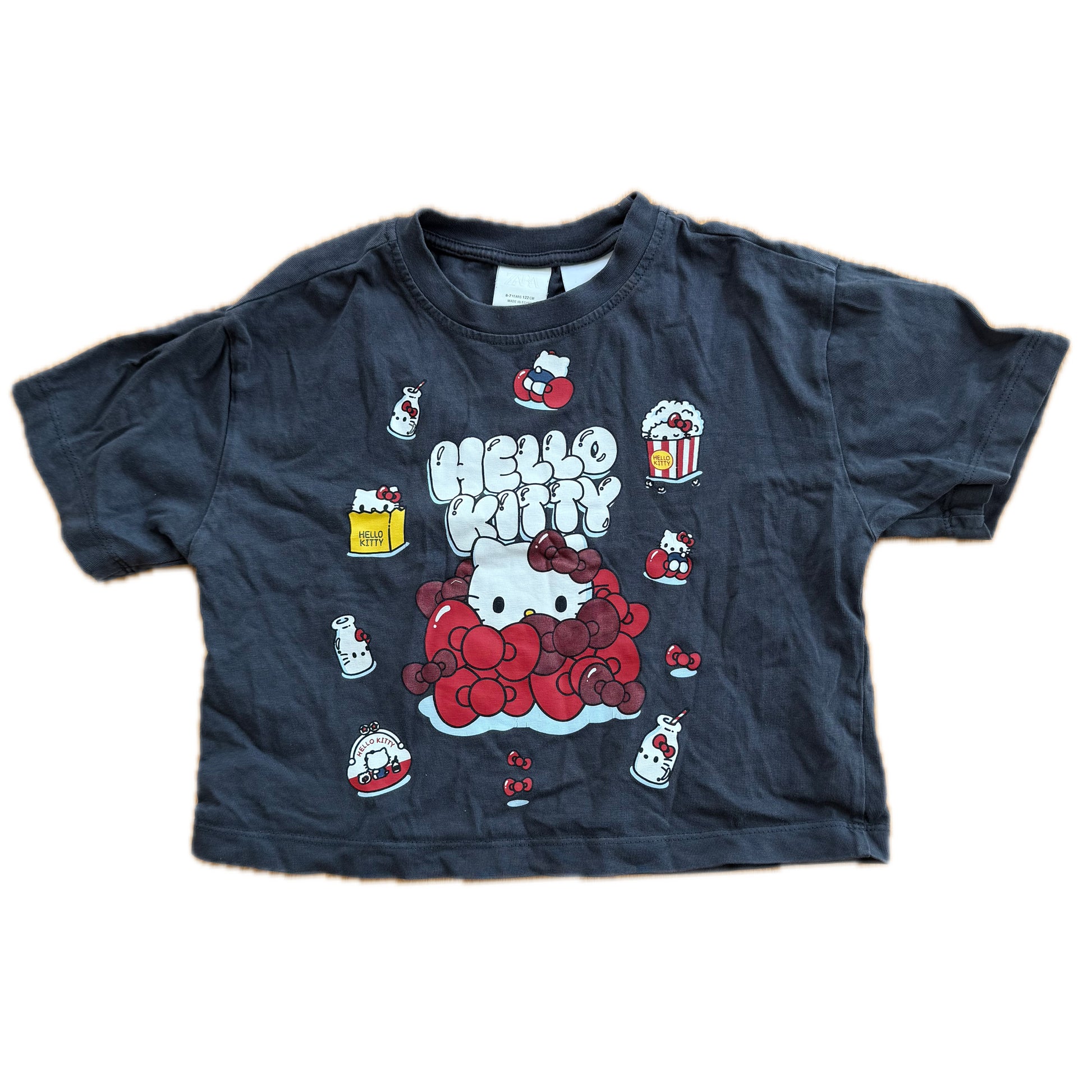 Zara Girls Gray Hello Kitty T-Shirt Size: 6-7 Years Gray Hello Kitty