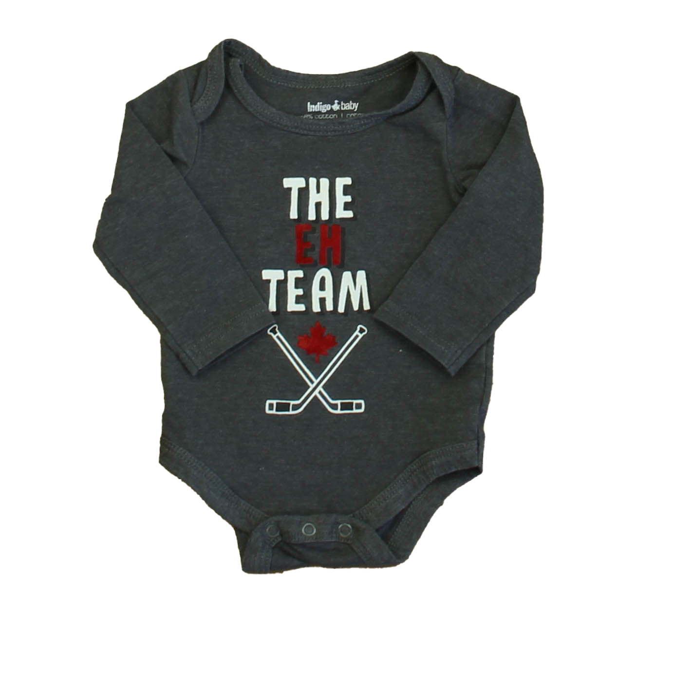 Indigo Boys Gray Hockey Onesie Size: 0-3 Months Gray Hockey