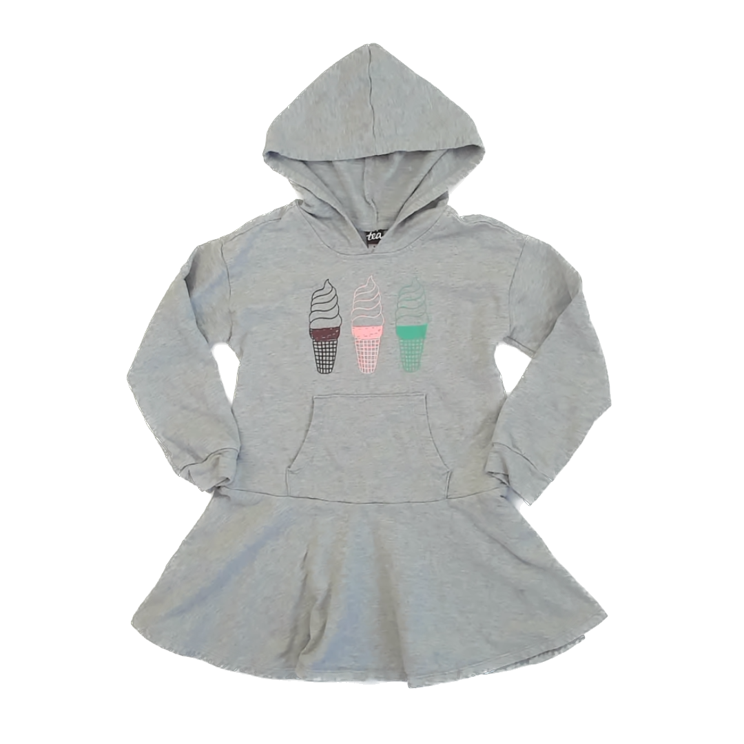 Tea Collection Girls Gray | Hooded Dress Size: 6 Years Gray | Hooded