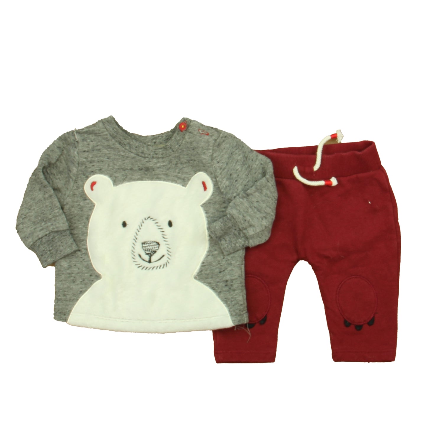 ED Boys Gray | Ivory Maroon Apparel Sets Size: 3 Months Gray | Ivory Maroon