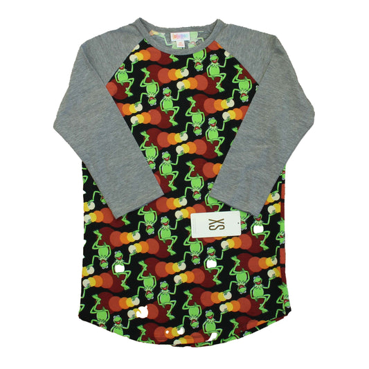 Lula roe Girls Gray Kermit the Frog Long Sleeve Shirt Size: Junior XS Gray Kermit the Frog