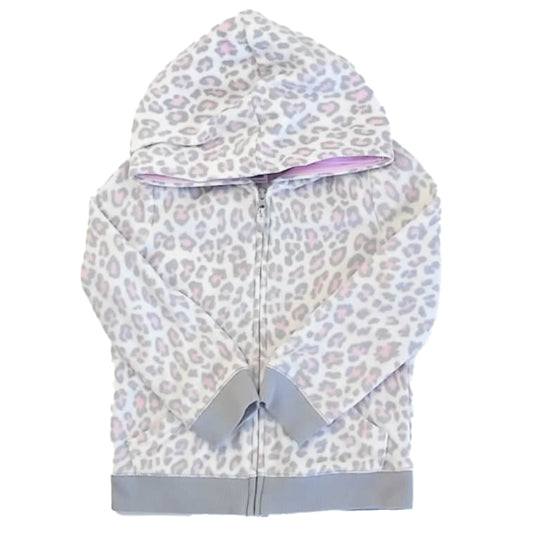 Carter's Girls Gray Leopard Hoodie Size: 4T Gray Leopard