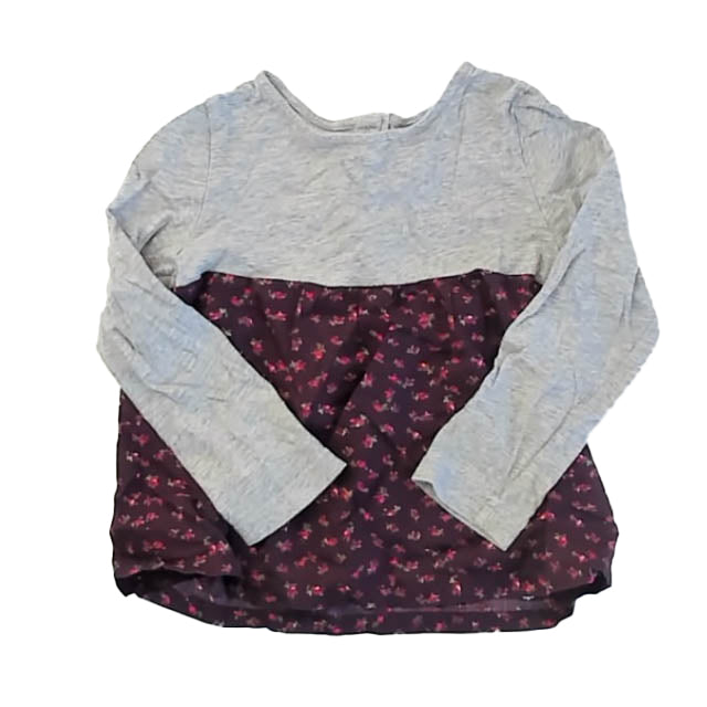Gap Girls Gray | Maroon Floral Long Sleeve Shirt Size: 4T Gray | Maroon Floral