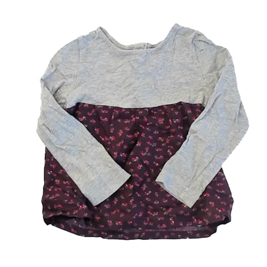 Gap Girls Gray | Maroon Floral Long Sleeve Shirt Size: 4T Gray | Maroon Floral