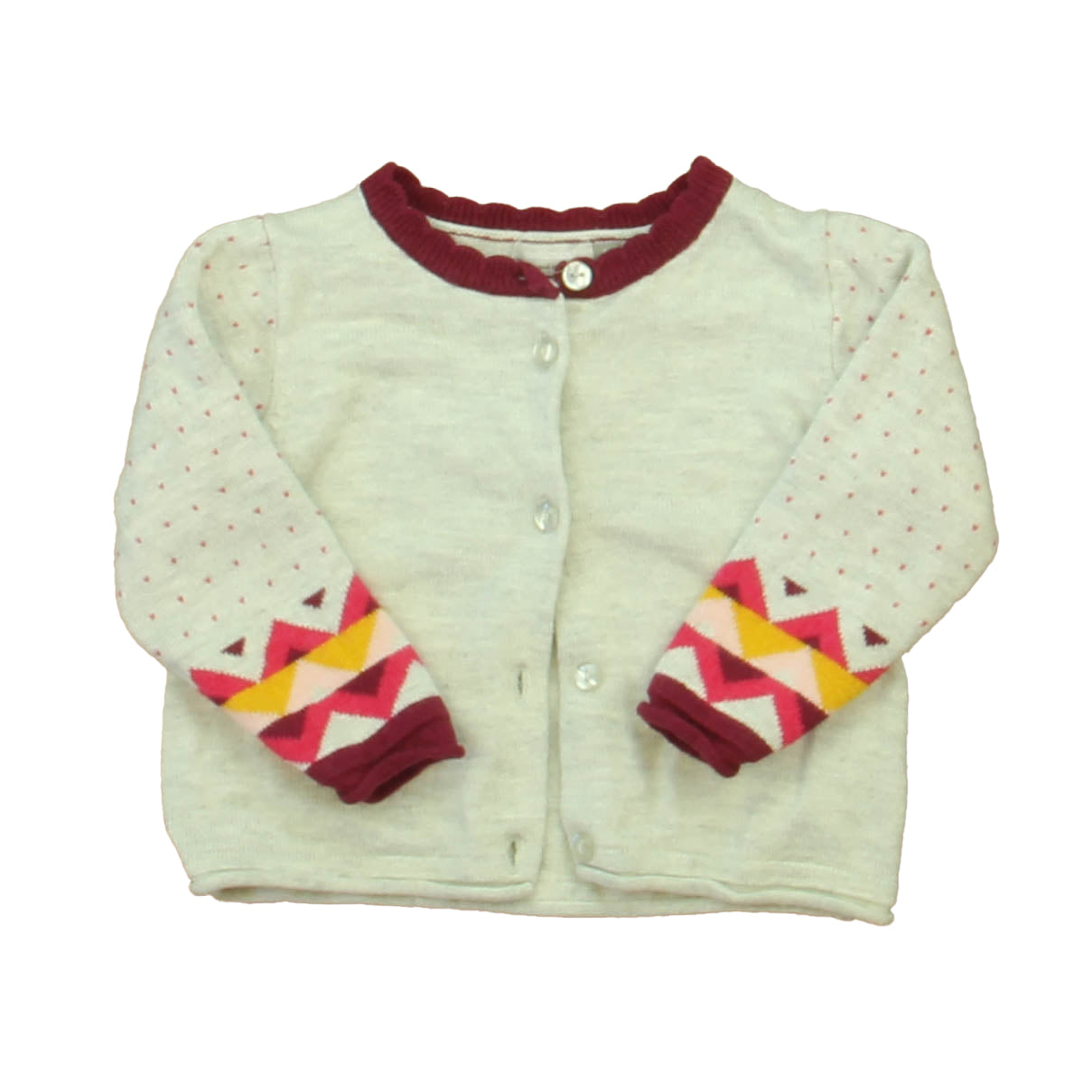 Catimini Girls Gray | Maroon Cardigan Size: 6 Months Gray | Maroon