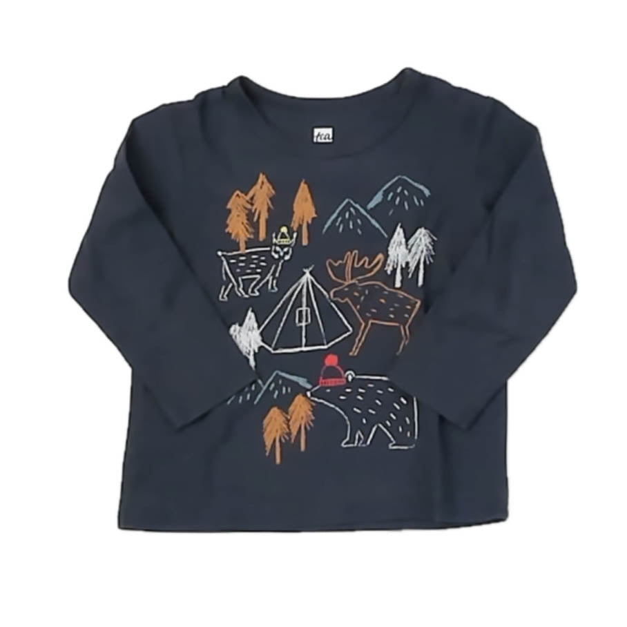Tea Collection Boys Gray Mountains Long Sleeve T-Shirt Size: 12-18 Months Gray Mountains