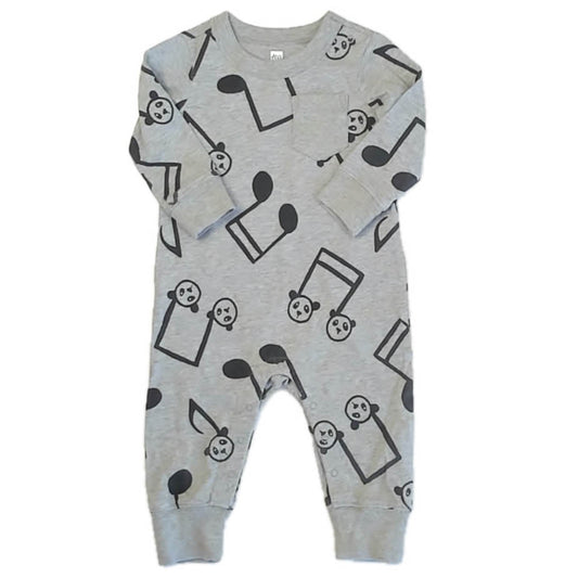 Tea Collection Boys Gray Musical Notes Romper Size: 6-9 Months Gray Musical Notes