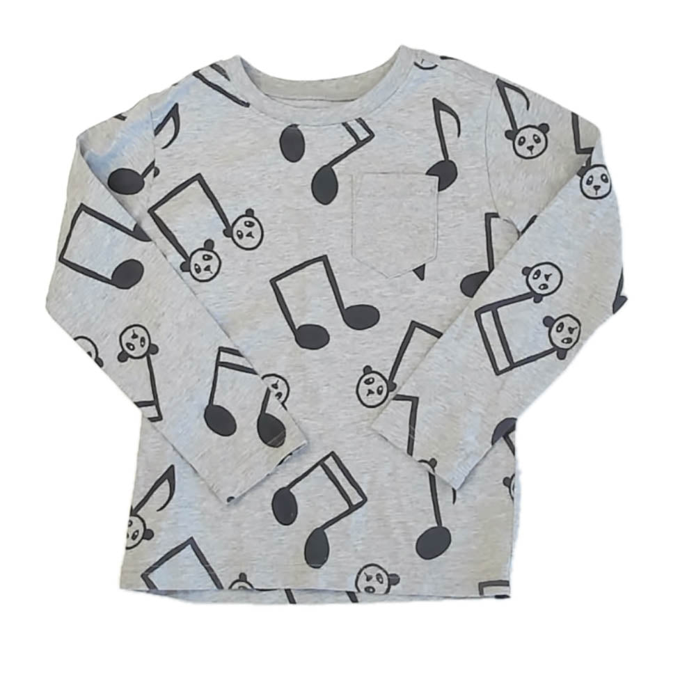 Tea Collection Boys Gray Musical Panda Long Sleeve T-Shirt Size: 5T Gray Musical Panda