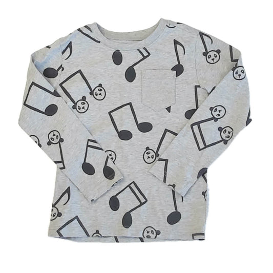Tea Collection Boys Gray Musical Panda Long Sleeve T-Shirt Size: 5T Gray Musical Panda
