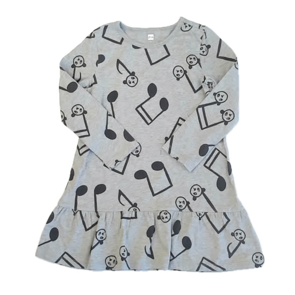 Tea Collection Girls Gray Musical Panda Dress Size: 5T Gray Musical Panda