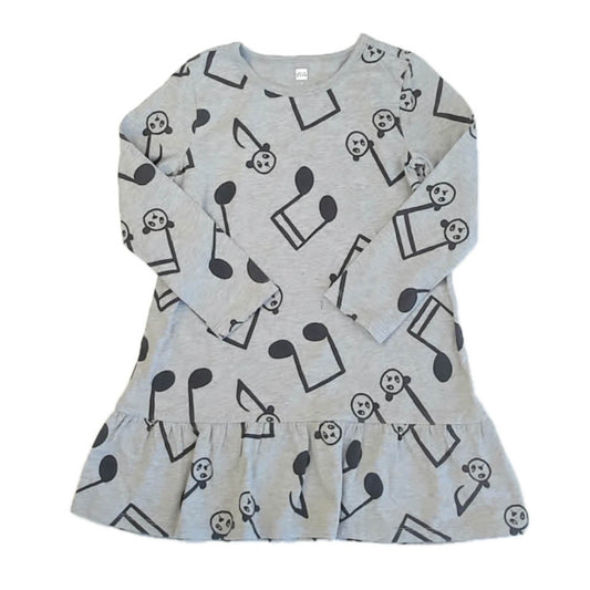 Tea Collection Girls Gray Musical Panda Dress Size: 5T Gray Musical Panda