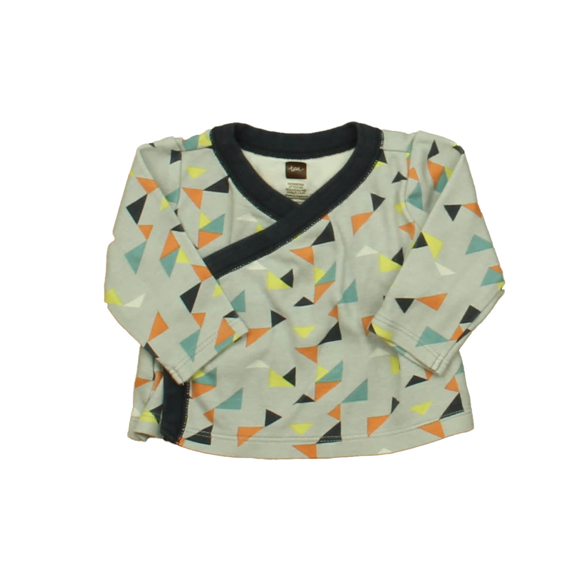 Tea Girls Gray | Navy | Orange Triangles Long Sleeve Shirt Size: Newborn