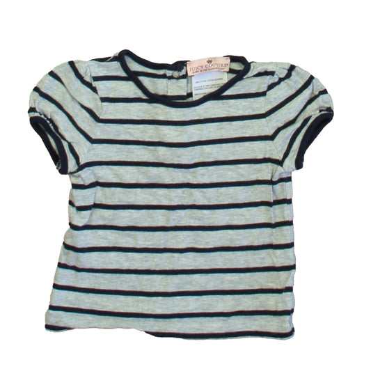 Juicy Couture Girls Gray | Navy Stripe T-Shirt Size: 12-18 Months