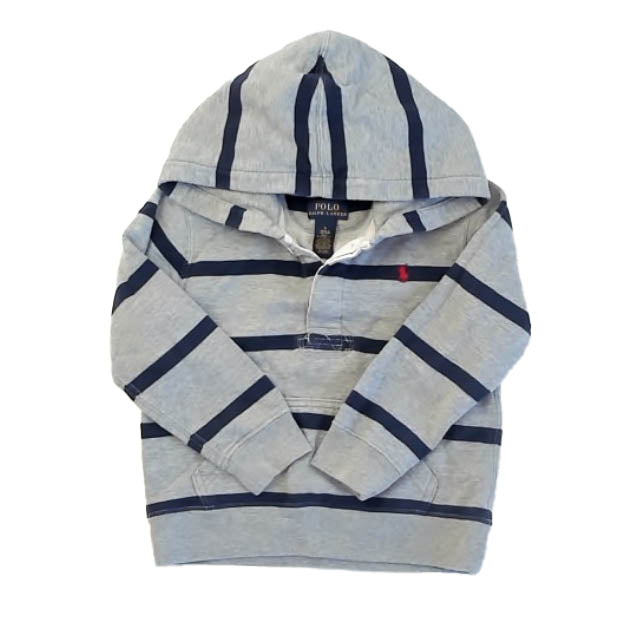 Ralph Lauren Boys Gray | Navy Stripe Hoodie Size: 5T Gray | Navy Stripe