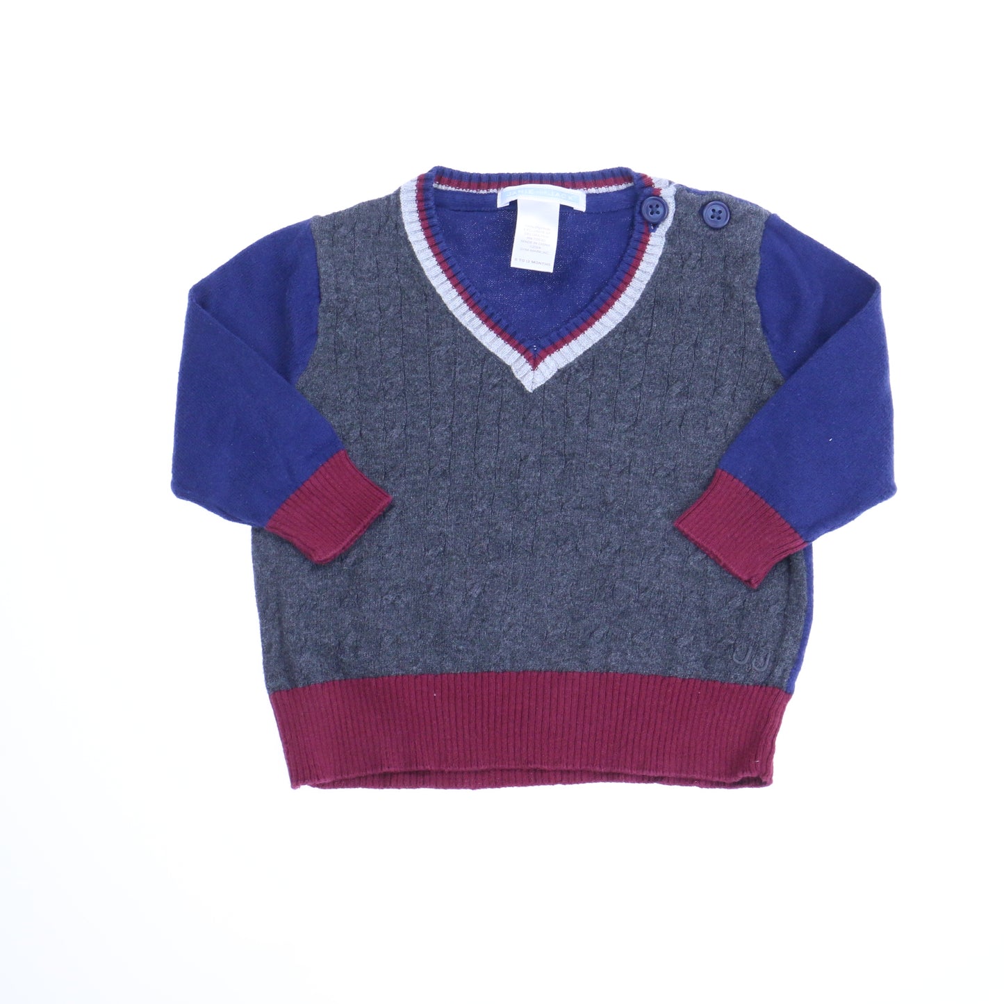 Janie & Jack Boys Gray | Navy Sweater Size: 6-12 Months Gray | Navy