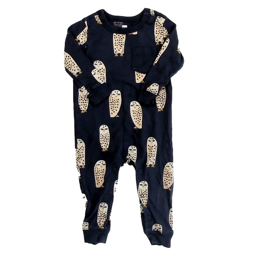 Tea Collection Boys Gray Owls Long Sleeve Outfit Size: 12-18 Months Gray Owls