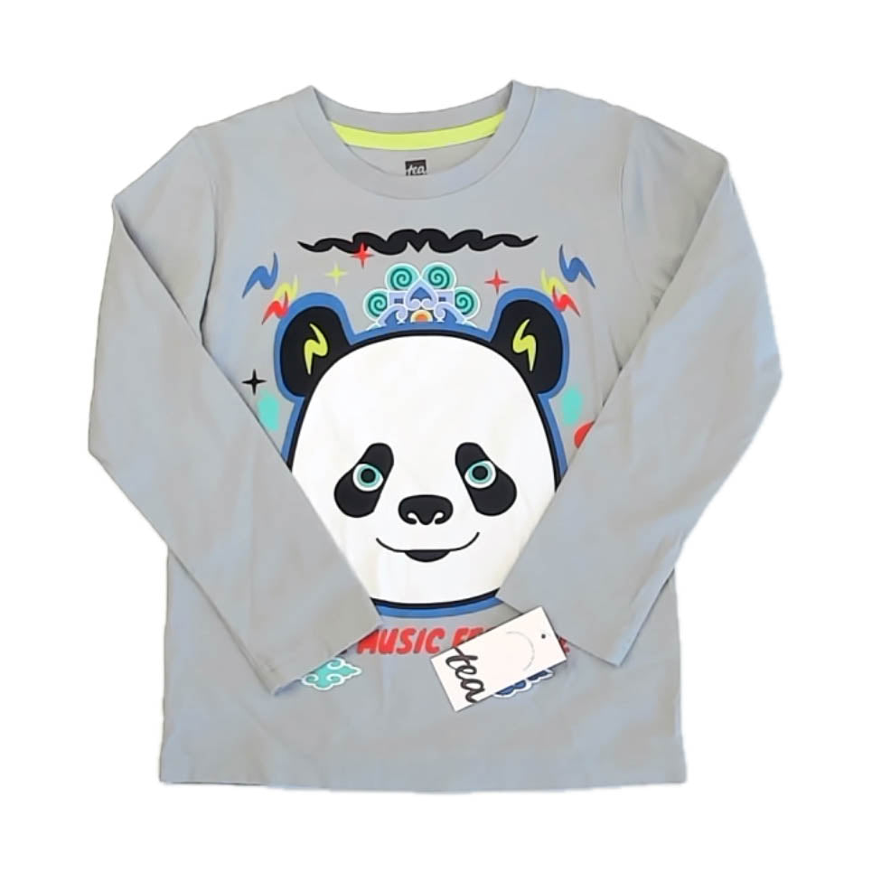 Tea Collection Boys Gray Panda Long Sleeve T-Shirt Size: 5T Gray Panda