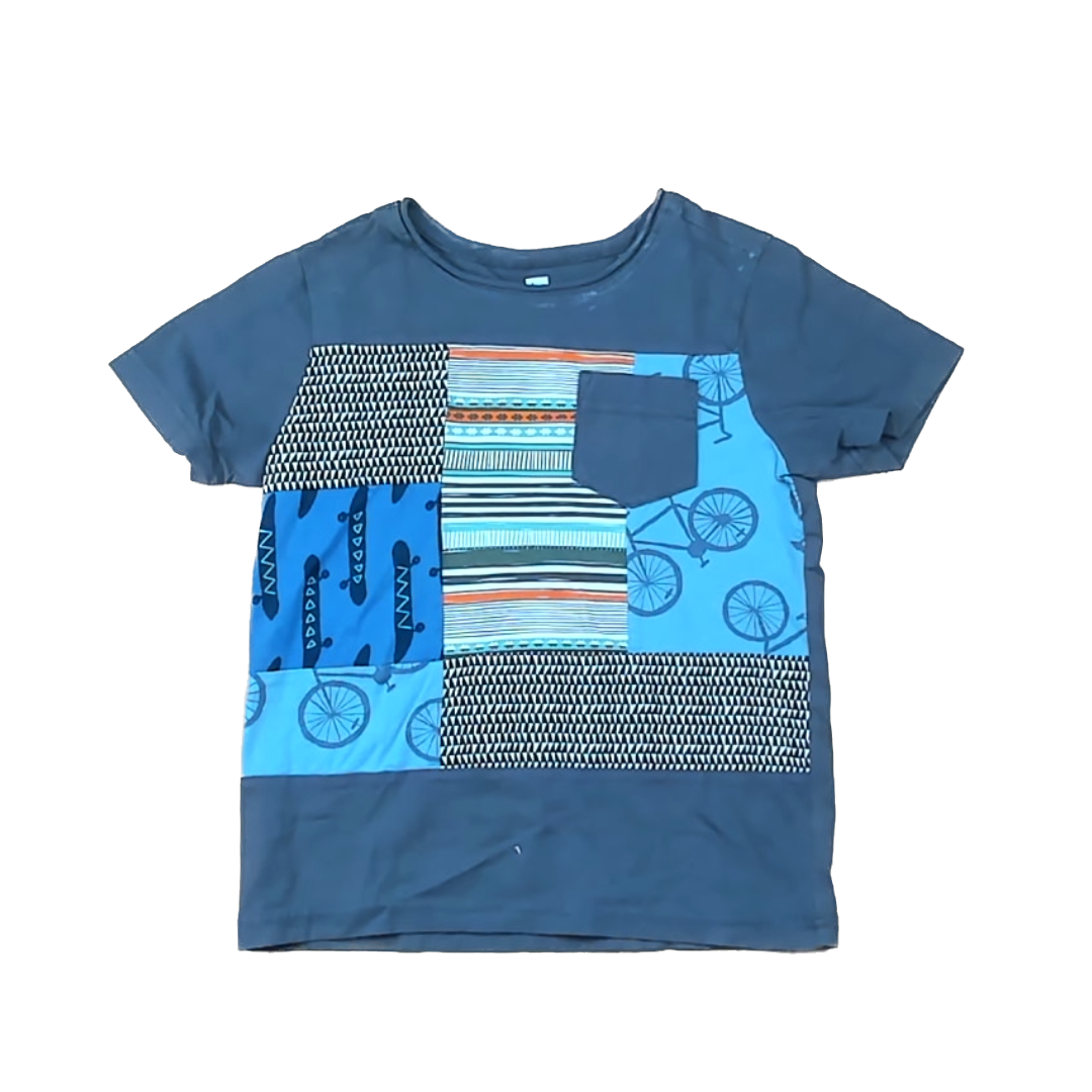 Tea Collection Boys Gray | Patch Pattern Short Sleeve Tops Size: 6 Years Gray | Patch Pattern
