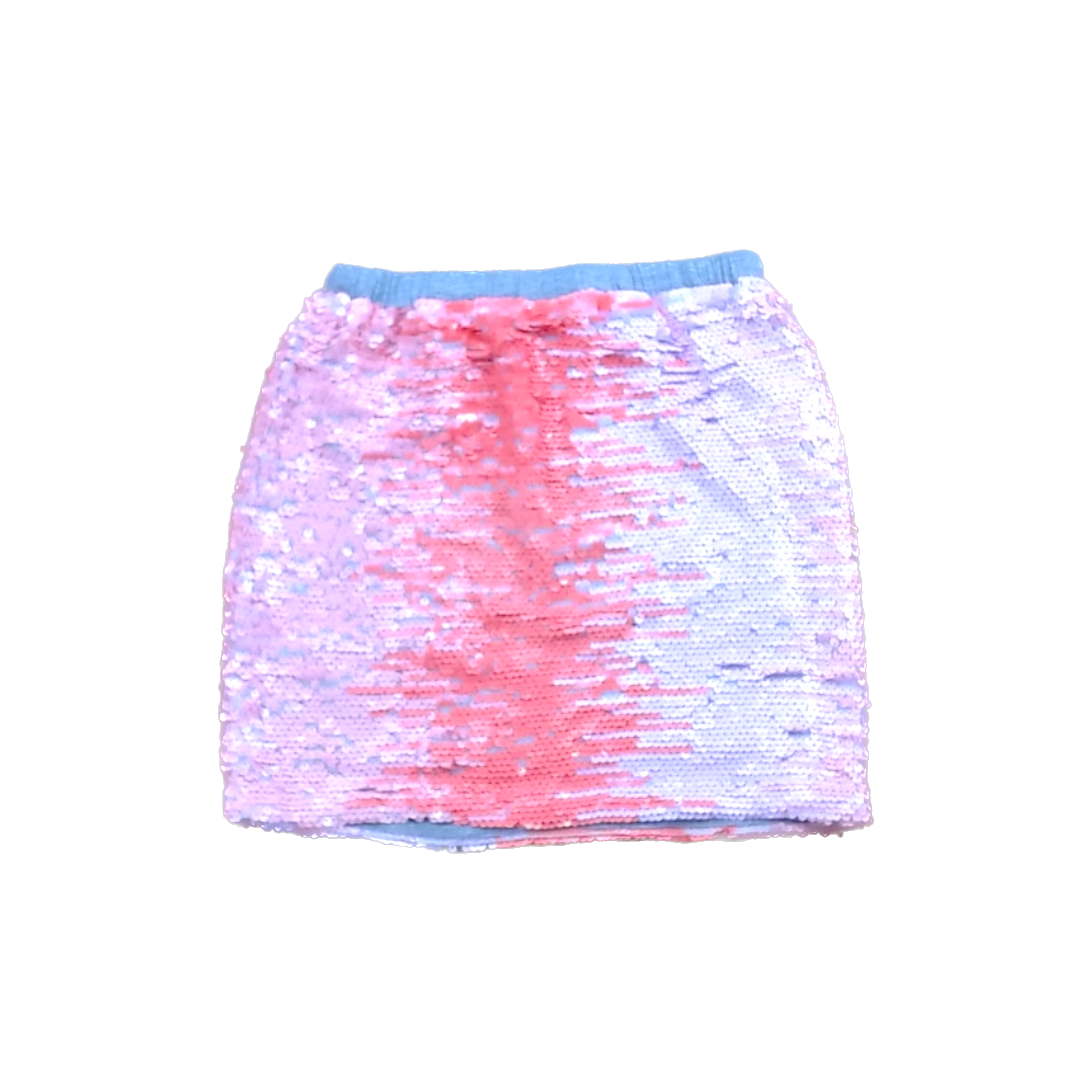 Rockets Of Awesome Girls Gray | Peach Ombre Sequins Skirt Size: 10-12 Years Gray | Peach Ombre Sequins