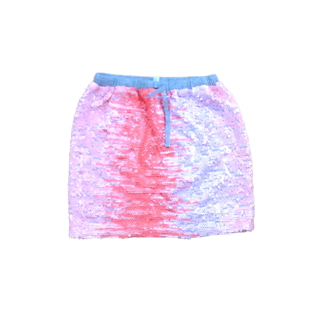 Rockets Of Awesome Girls Gray | Peach Ombre Sequins Skirt Size: 10-12 Years Gray | Peach Ombre Sequins