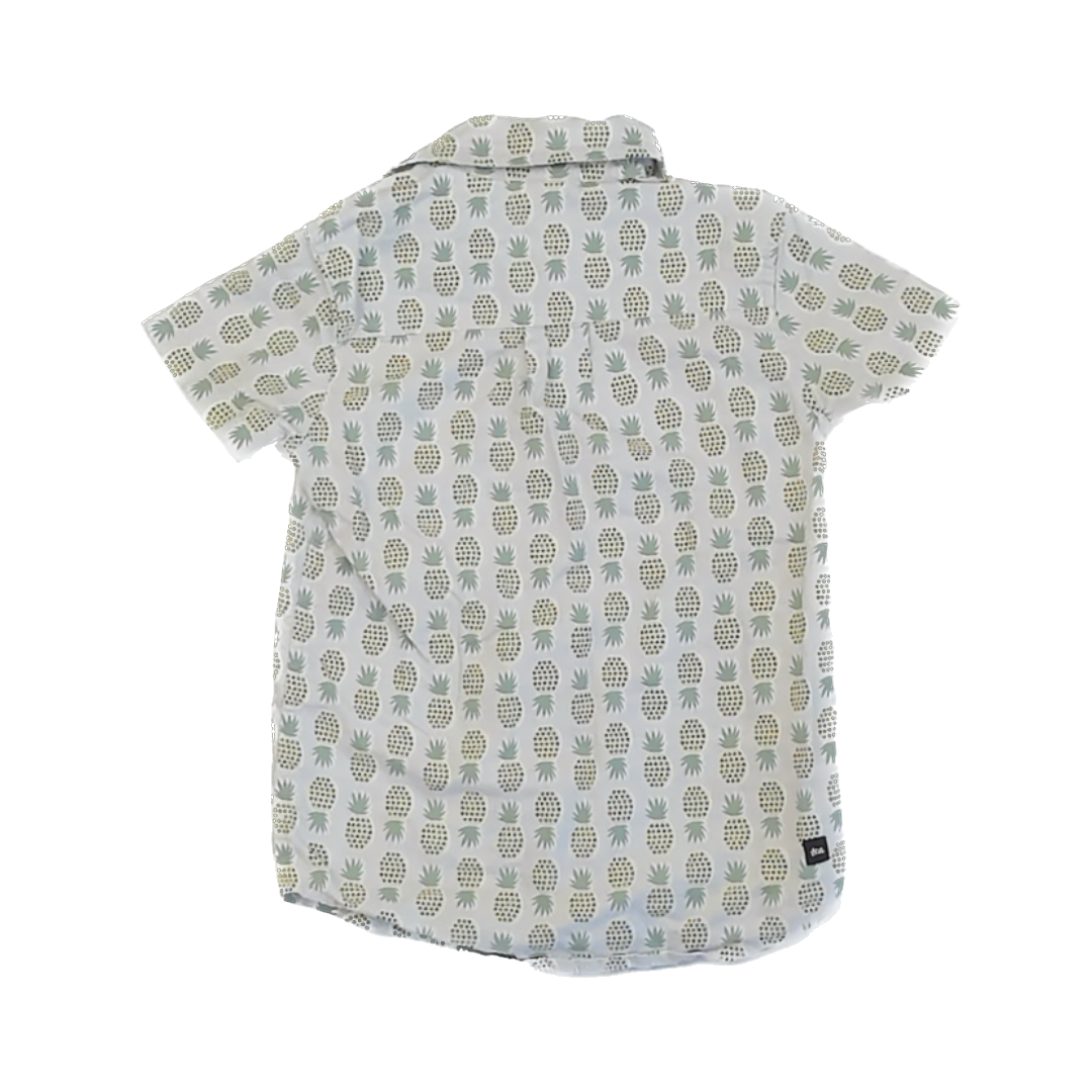Tea Collection Boys Gray | Pineapples Button Down Short Sleeve Size: 6 Years Gray | Pineapples
