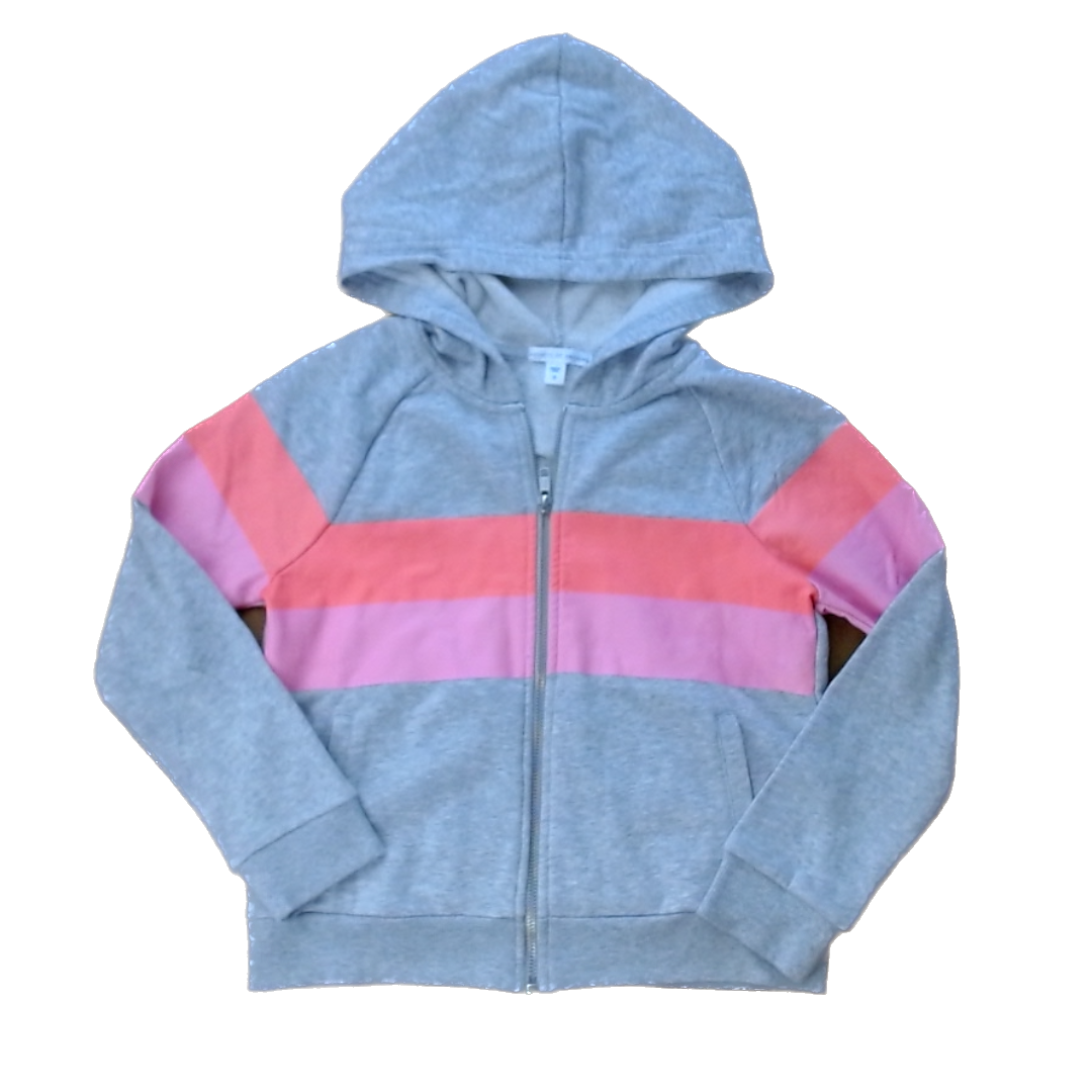 Rockets Of Awesome Girls Gray | Pink and Orange Stripes Sweater Size: 5T - 8 Years Gray | Pink and Orange Stripes