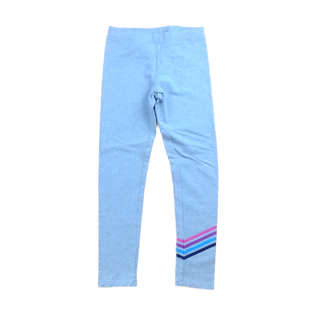 Rockets Of Awesome Girls Gray | Pink and Purple Ankle Stripes Pants Size: 10 Years Gray | Pink and Purple Ankle Stripes