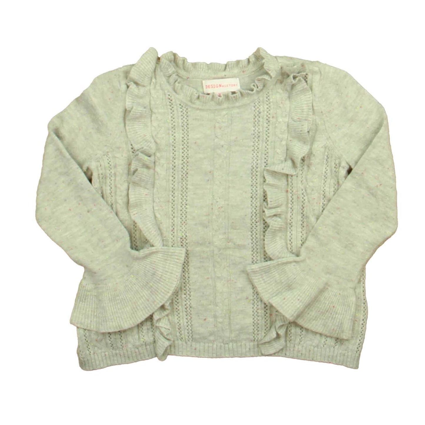 Design History Girls Gray | Pink Flecks Sweater Size: 3T Gray | Pink Flecks