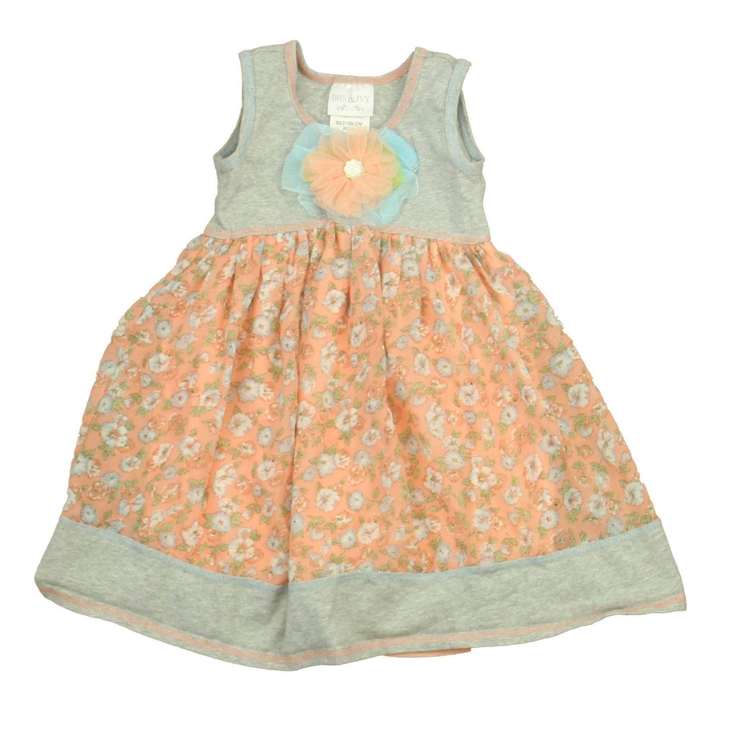 Iris & Ivy Girls Gray | Pink Floral Dress Size: 4T Gray | Pink Floral