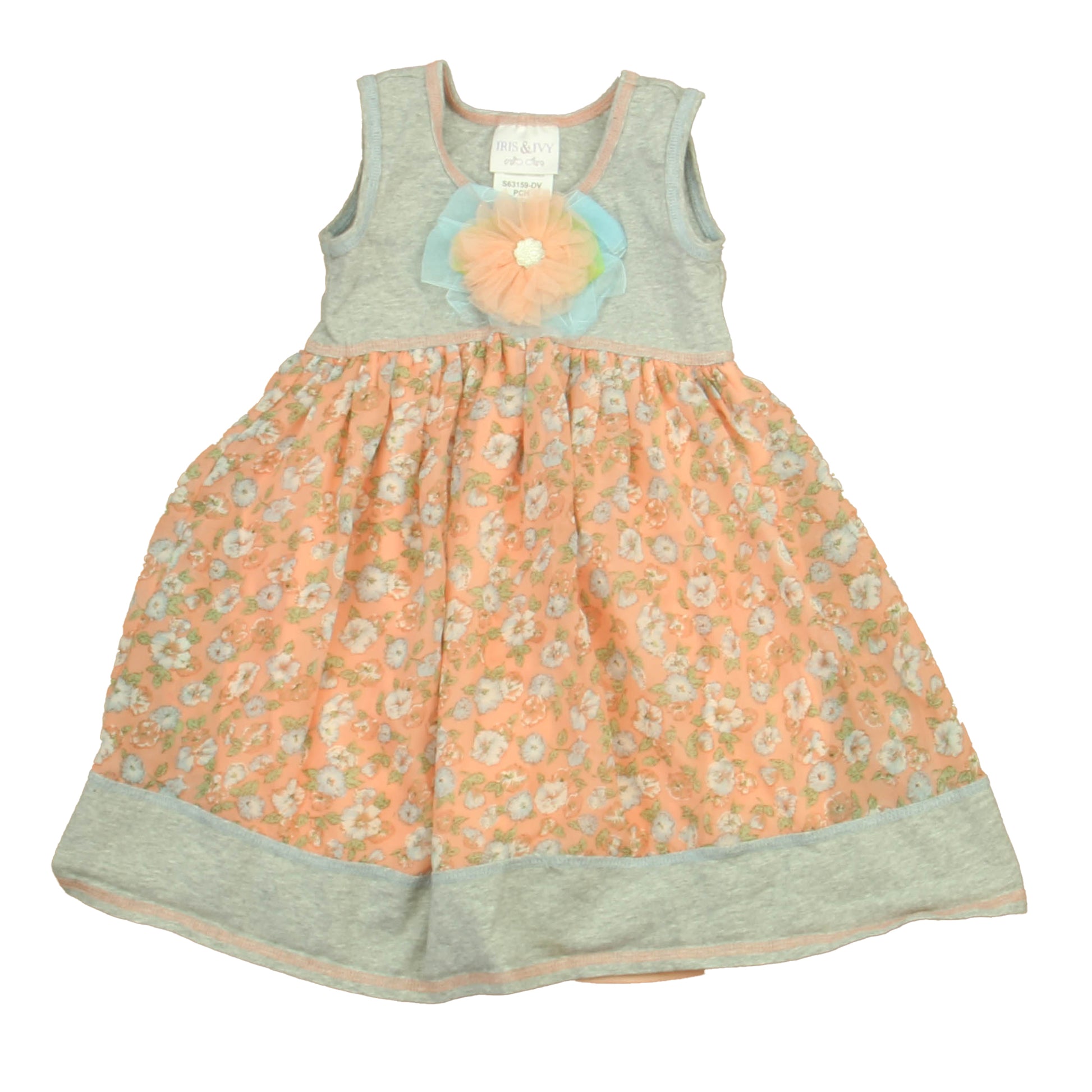 Iris & Ivy Girls Gray | Pink Floral Dress Size: 4T Gray | Pink Floral