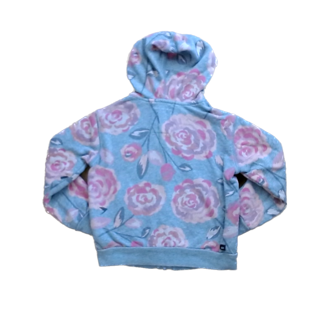 Tea Collection Girls Gray | Pink Roses Zip-Up Sweater Size: 5T Gray | Pink Roses Zip-Up