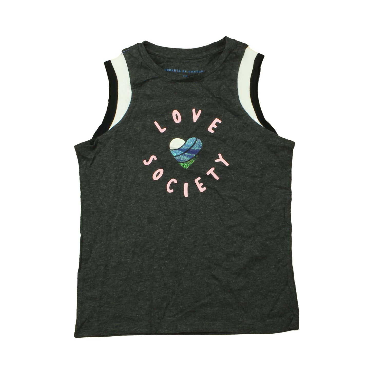 Rockets Of Awesome Girls Gray | Pink | White Tank Top Size: 12 Years