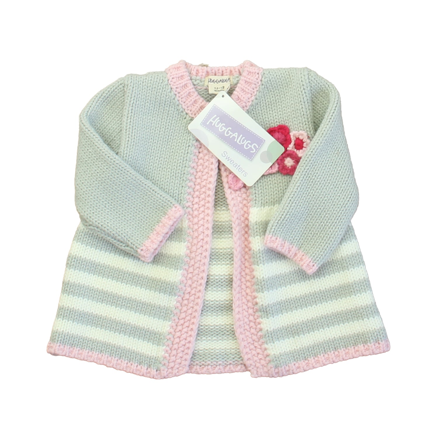 Huggalugs Girls Gray | Pink Cardigan Size: 12-18 Months Gray | Pink