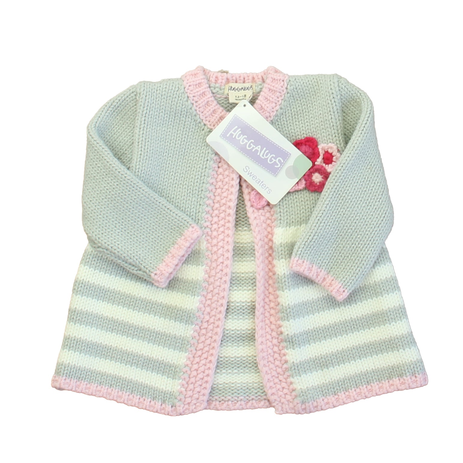 Huggalugs Girls Gray | Pink Cardigan Size: 12-18 Months Gray | Pink
