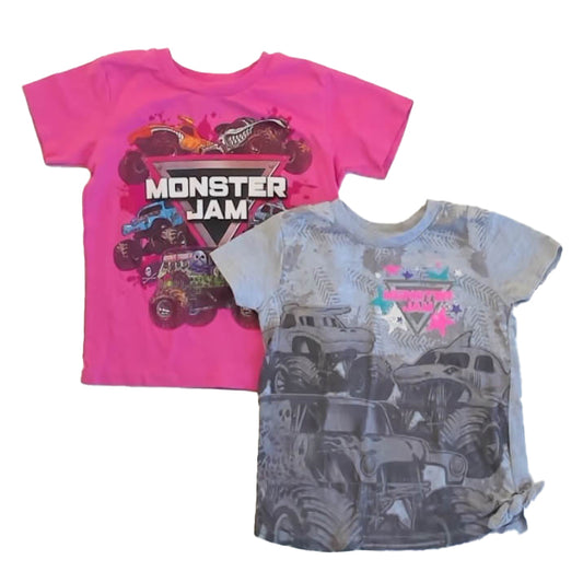 Monster Jam Girls Gray | Pink T-Shirt Size: 4T Gray | Pink