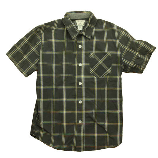 Volcom Boys Gray Plaid Button Down Short Sleeve Size: 10 Years Gray Plaid