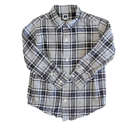Janie and Jack Boys Gray Plaid Button Down Long Sleeve Size: 2T Gray Plaid