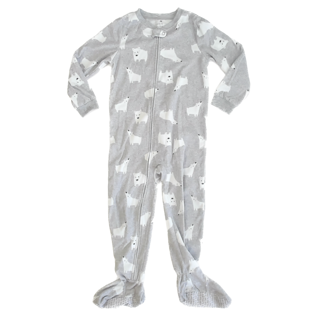 Carter's Boys Gray Polar Bear 1-piece footed Pajamas Size: 5T Gray Polar Bear
