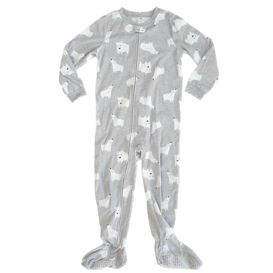 Carter's Boys Gray Polar Bear 1-piece footed Pajamas Size: 5T Gray Polar Bear