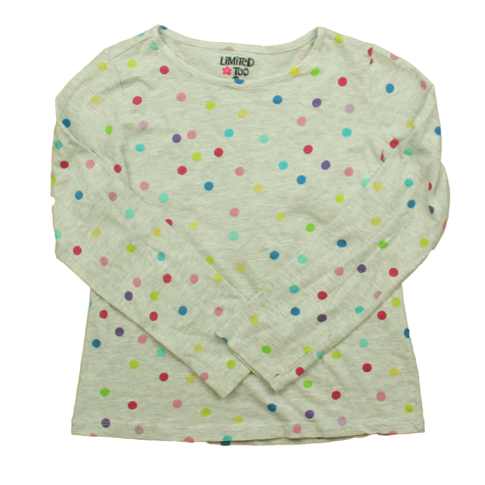 Limited too Girls Gray Polka Dots Long Sleeve T-Shirt Size: 7-8 Years