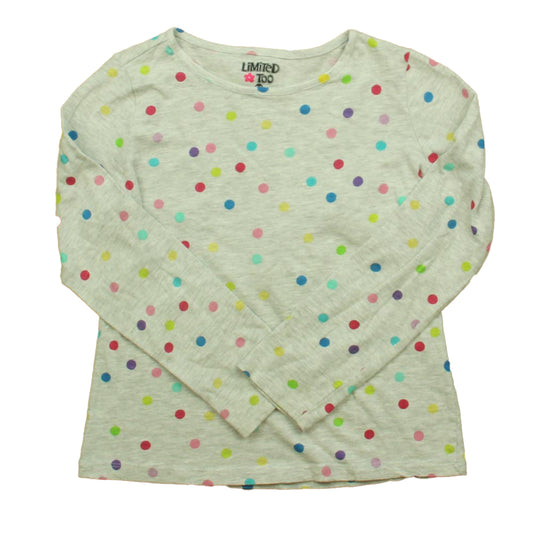 Limited too Girls Gray Polka Dots Long Sleeve T-Shirt Size: 7-8 Years