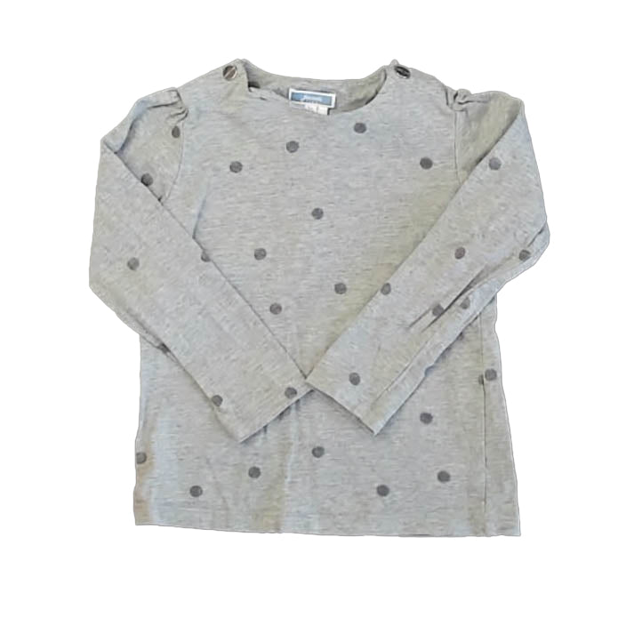Jacadi Girls Gray Polka Dots Long Sleeve Shirt Size: 6 Years Gray Polka Dots