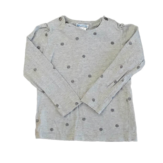 Jacadi Girls Gray Polka Dots Long Sleeve Shirt Size: 6 Years Gray Polka Dots