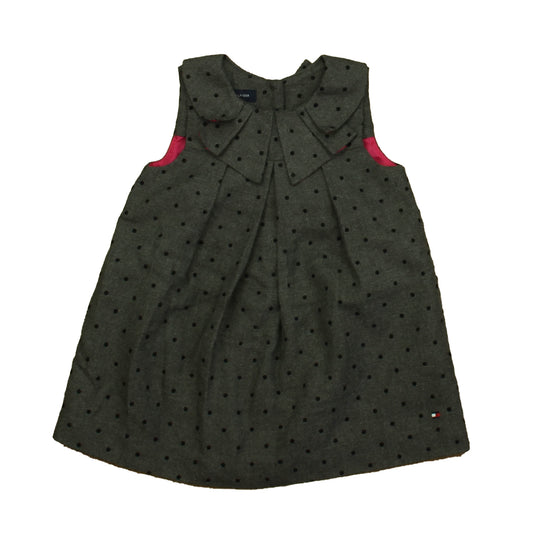 Tommy Hilfiger Girls Gray Polka Dots Dress Size: 12 Months