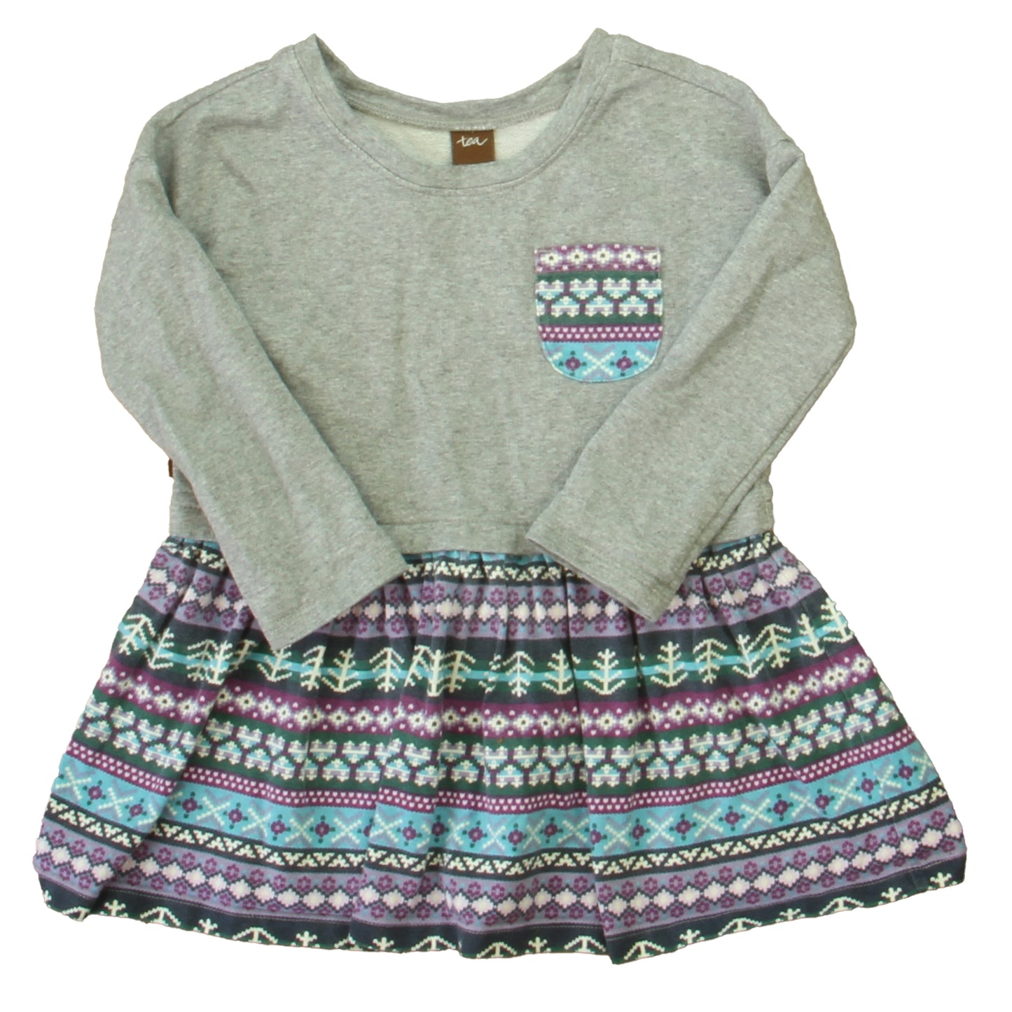 Tea Girls Gray | Purple | Green Dress Size: 2T