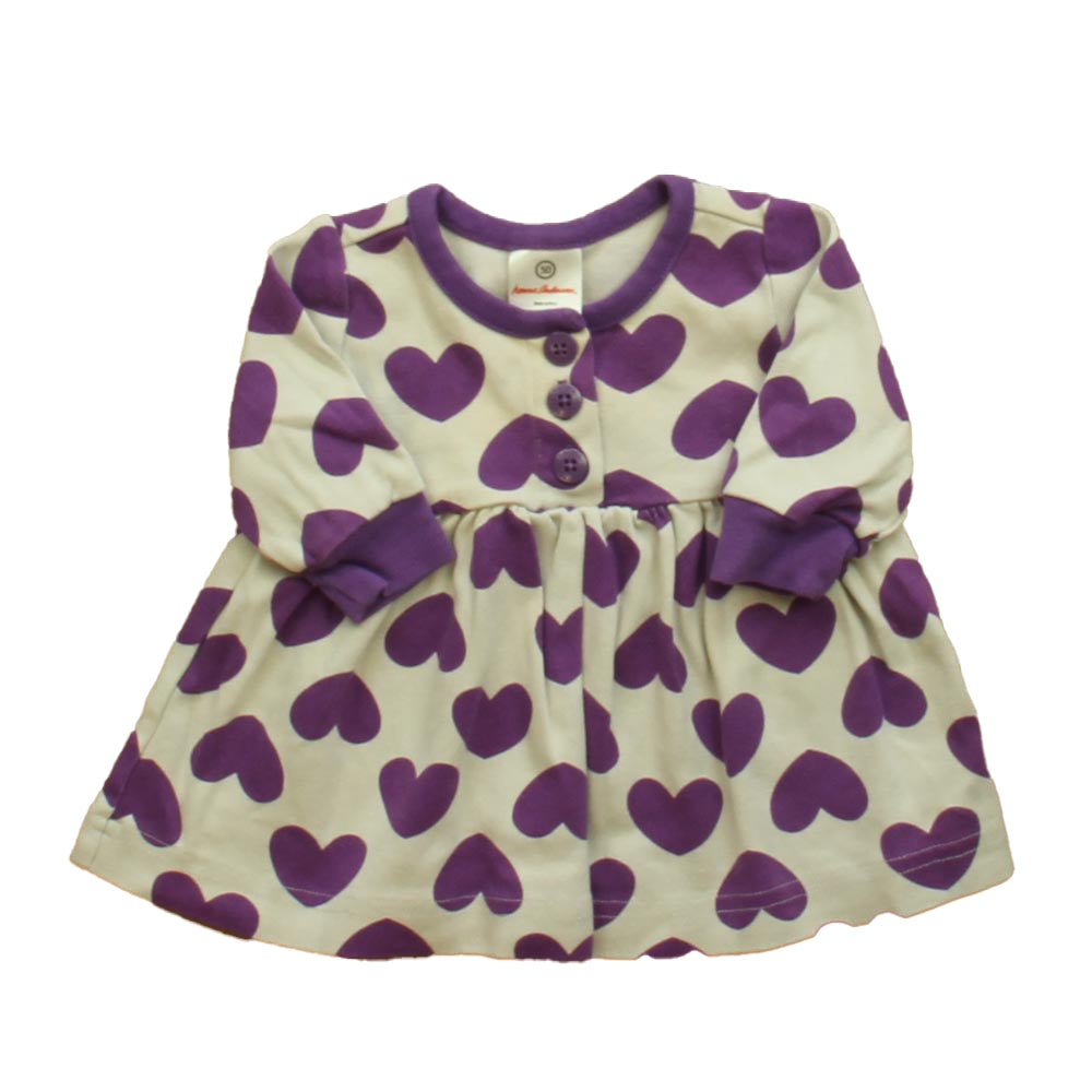 Hanna Andersson Girls Gray | Purple Hearts Dress Size: 3-6 Months Gray | Purple Hearts