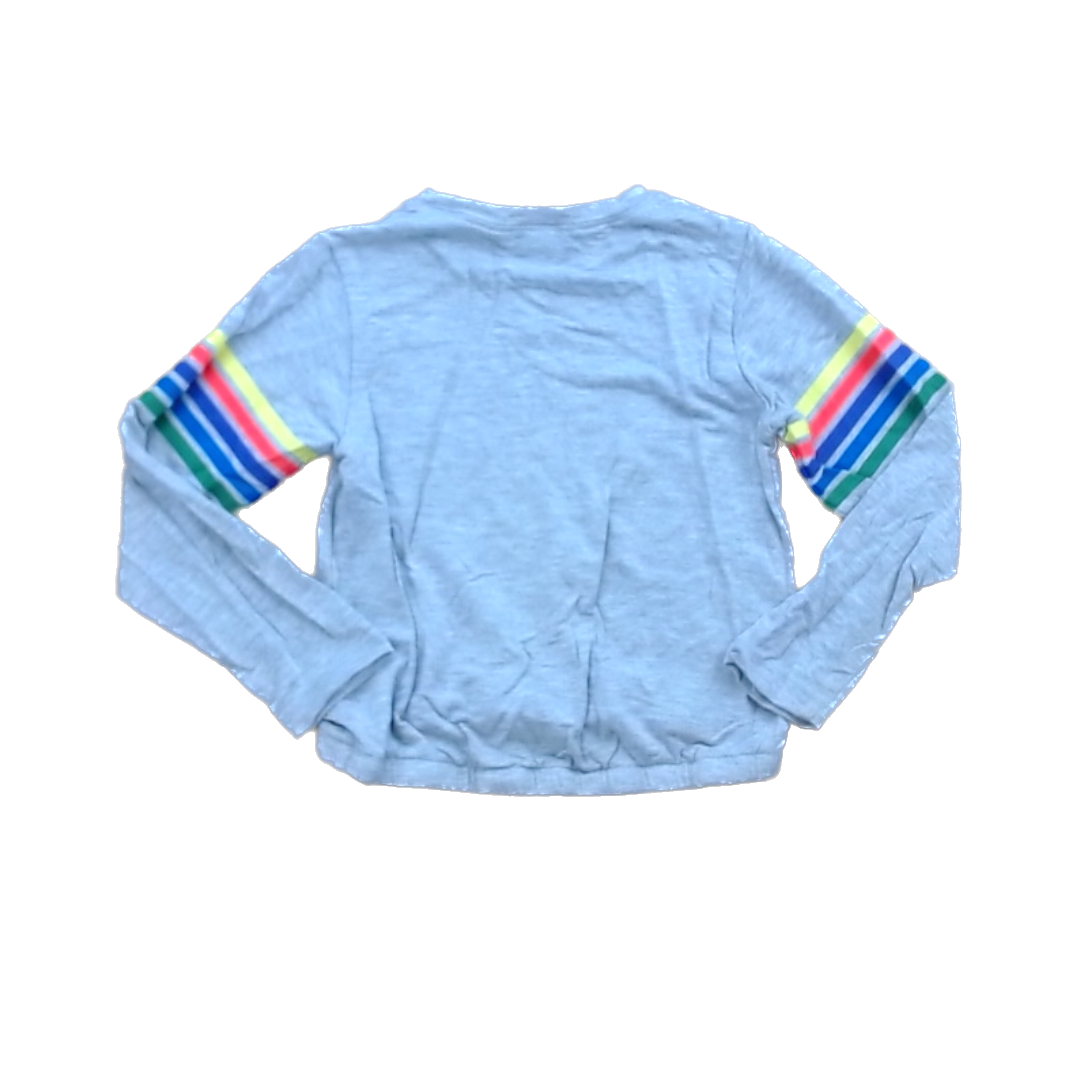 Rockets Of Awesome Girls Gray | Rainbow Arm Stripes Long Sleeve T-Shirt Size: 3T - 5T Gray | Rainbow Arm Stripes